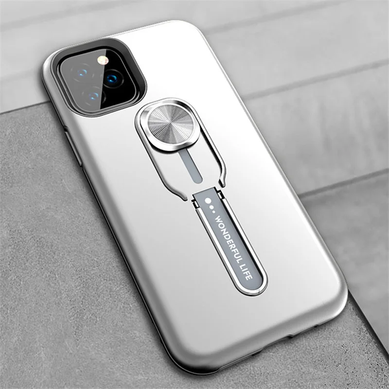 Silver Защитный чехол для iPhone 11 Pro Max для iPhone Xs Max Xr X 8 7 6 Plus 2-в-1 металлический брелок для крепления автомобильный чехол для телефона чехол - Цвет: Silver