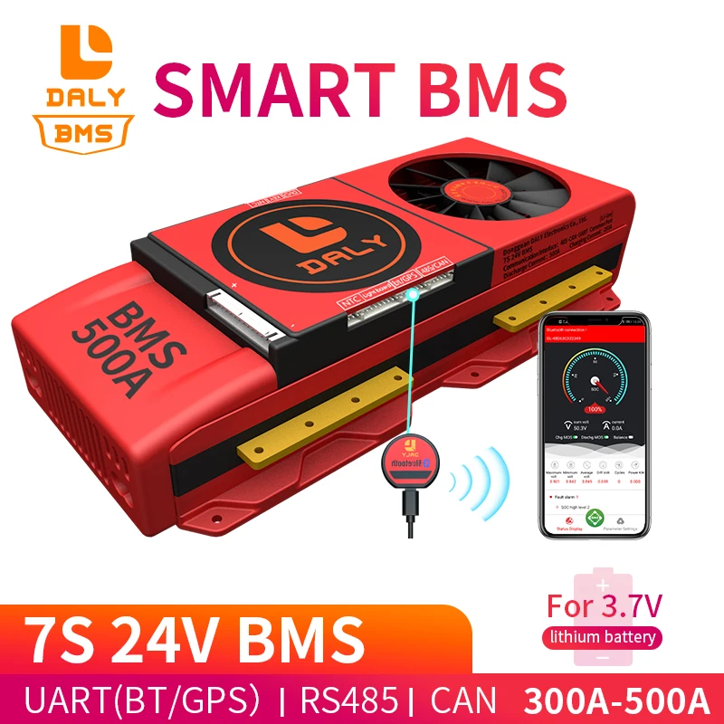 033 вентилятор Smart BMS 7S 24V Bluetooth APP литиевая батарея 300A 400A 500A 485 к USB устройству CAN NTC UART