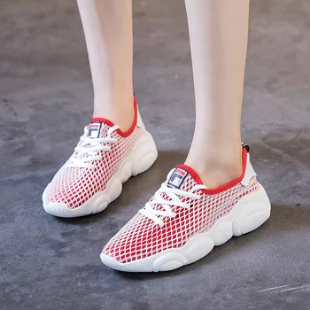 

2019 spring new comfortable simple color matching mesh casual shoes women comfortable wild flat shoes.