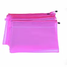 10 Pcs Two Compartments Zippered PVC A4 Paper File Folder Bags Light Purple