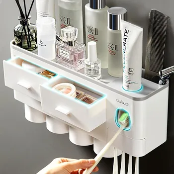 

Magnetic Adsorption Inverted Toothbrush Holder Automatic Toothpaste Squeezer Dispenser Storage Rack Bathroom Accessories Home
