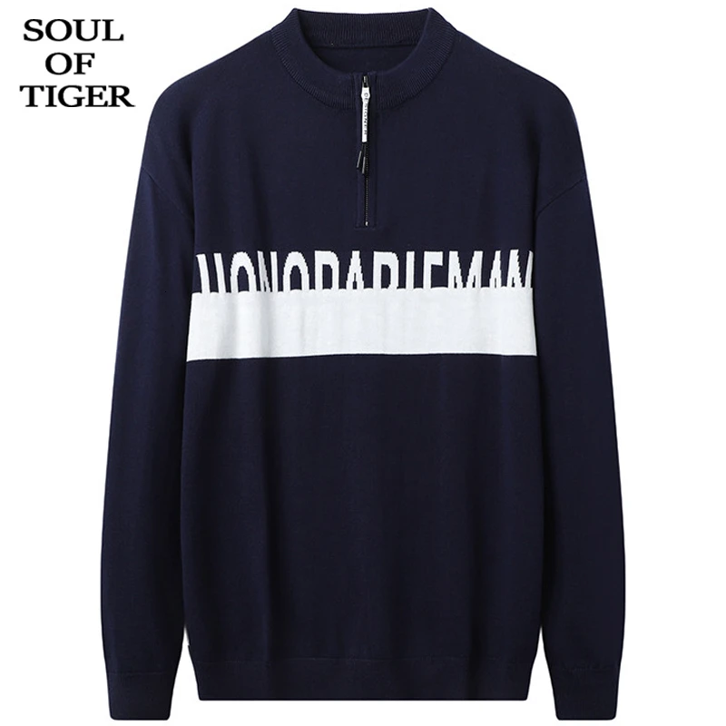 SOUL OF TIGER, корейская мода, мужские толстые пуловеры с принтом, мужские винтажные свитера на молнии, Зимние Повседневные теплые вязаные джемперы