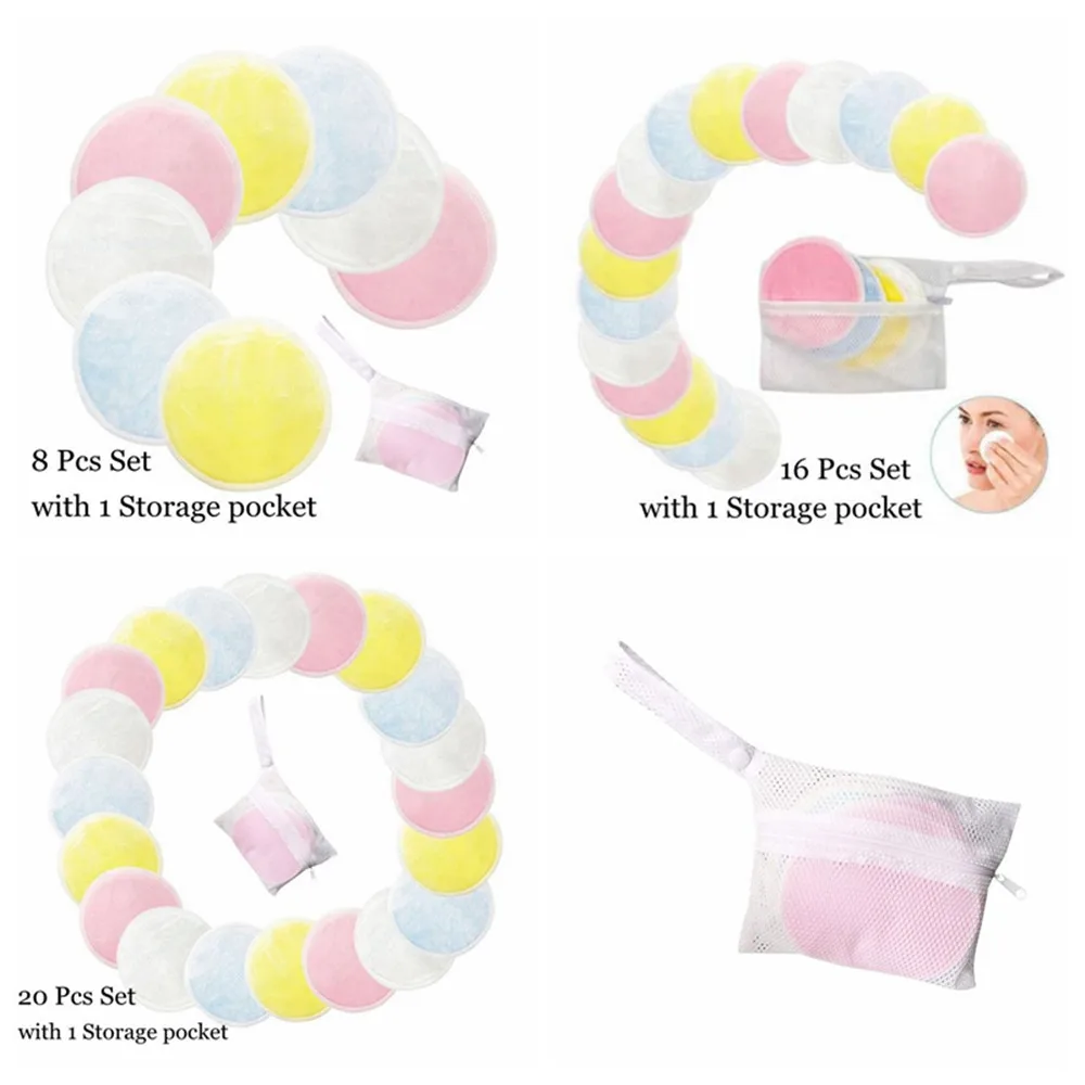 Reusable Microfiber Cotton Pads Make up Facial Remover Double layer Wipe Pads Nail Art Cleaning Pads Washable Face Wipes 1/8 Pcs