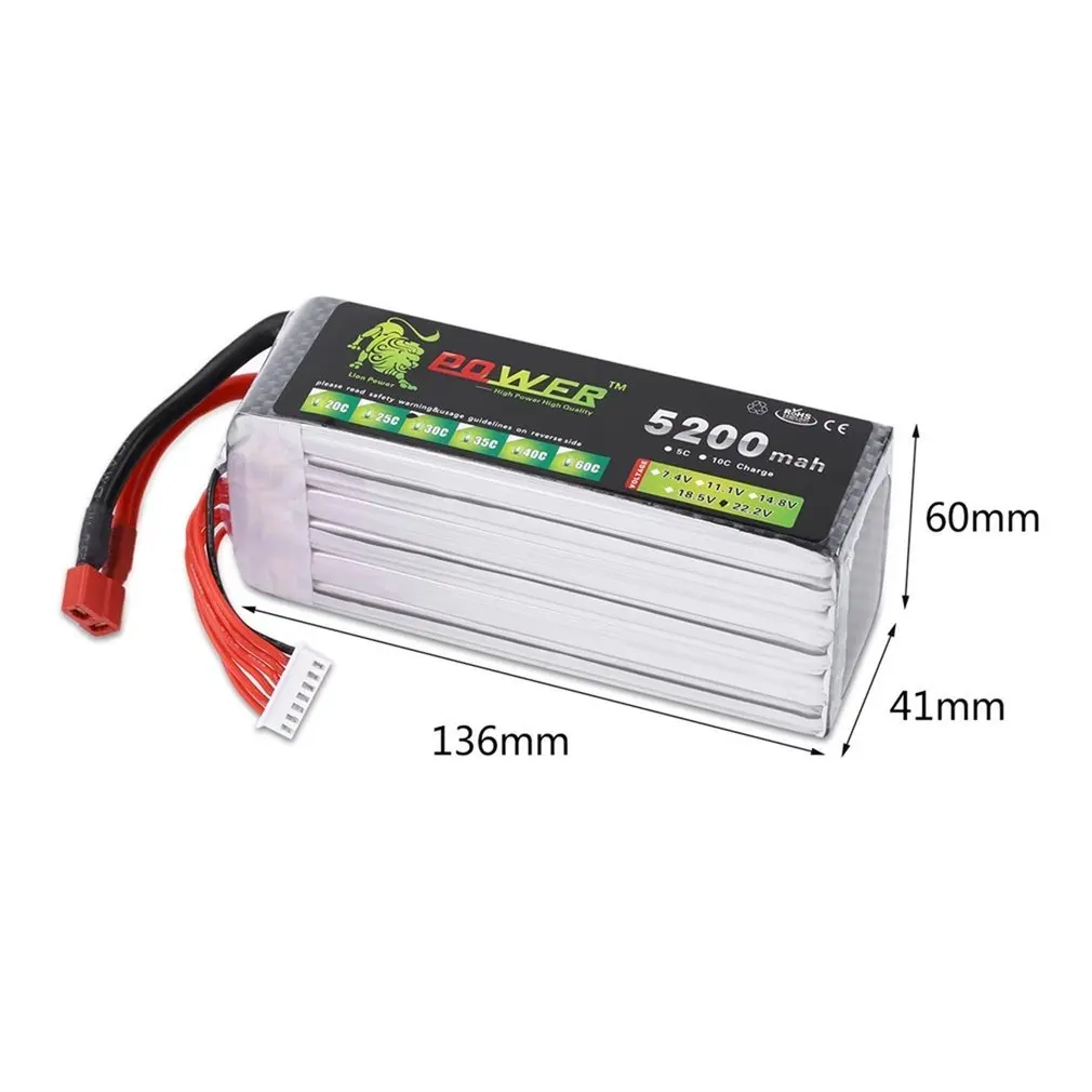 Аккумулятор A+ Lion 22,2 V 6S 5200mah 30C Lipo для вертолета Trex RC изысканно спроектированный прочный великолепный