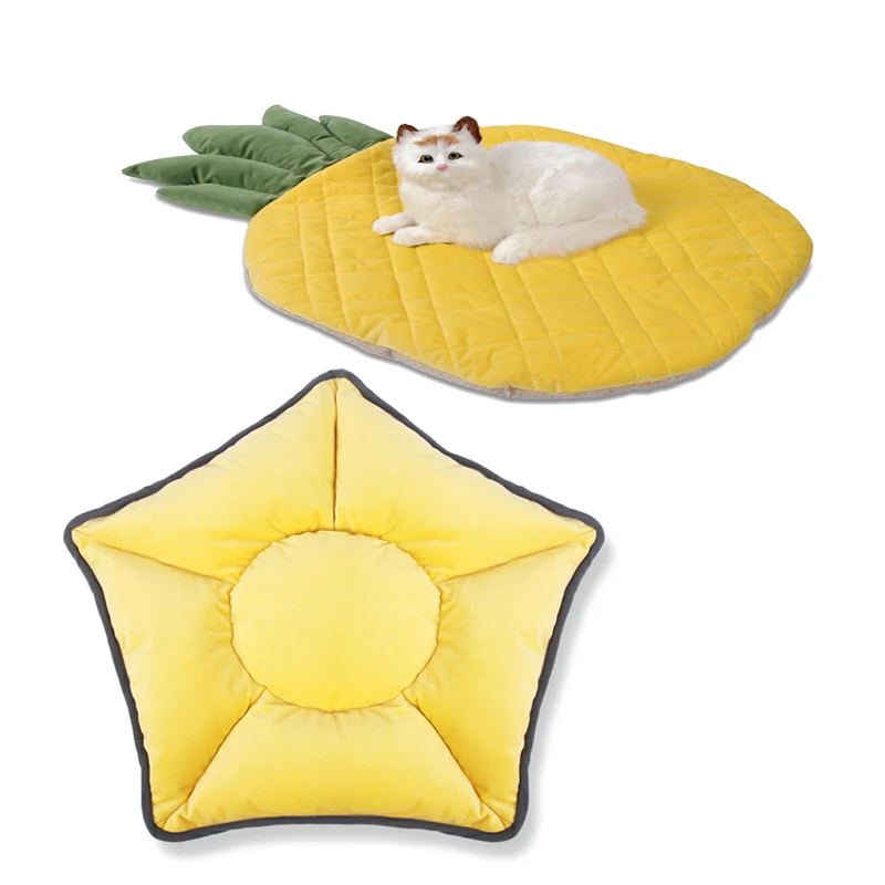 Cat Bed Mat Pineapple Shape Thick Seat Mat For Cat Puppy Sleeping Mat