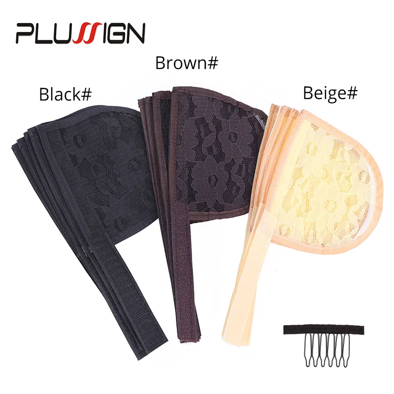 1-5Pcs/Lot black ponytail net for wigs with 6Teeth wig combs lace wig making