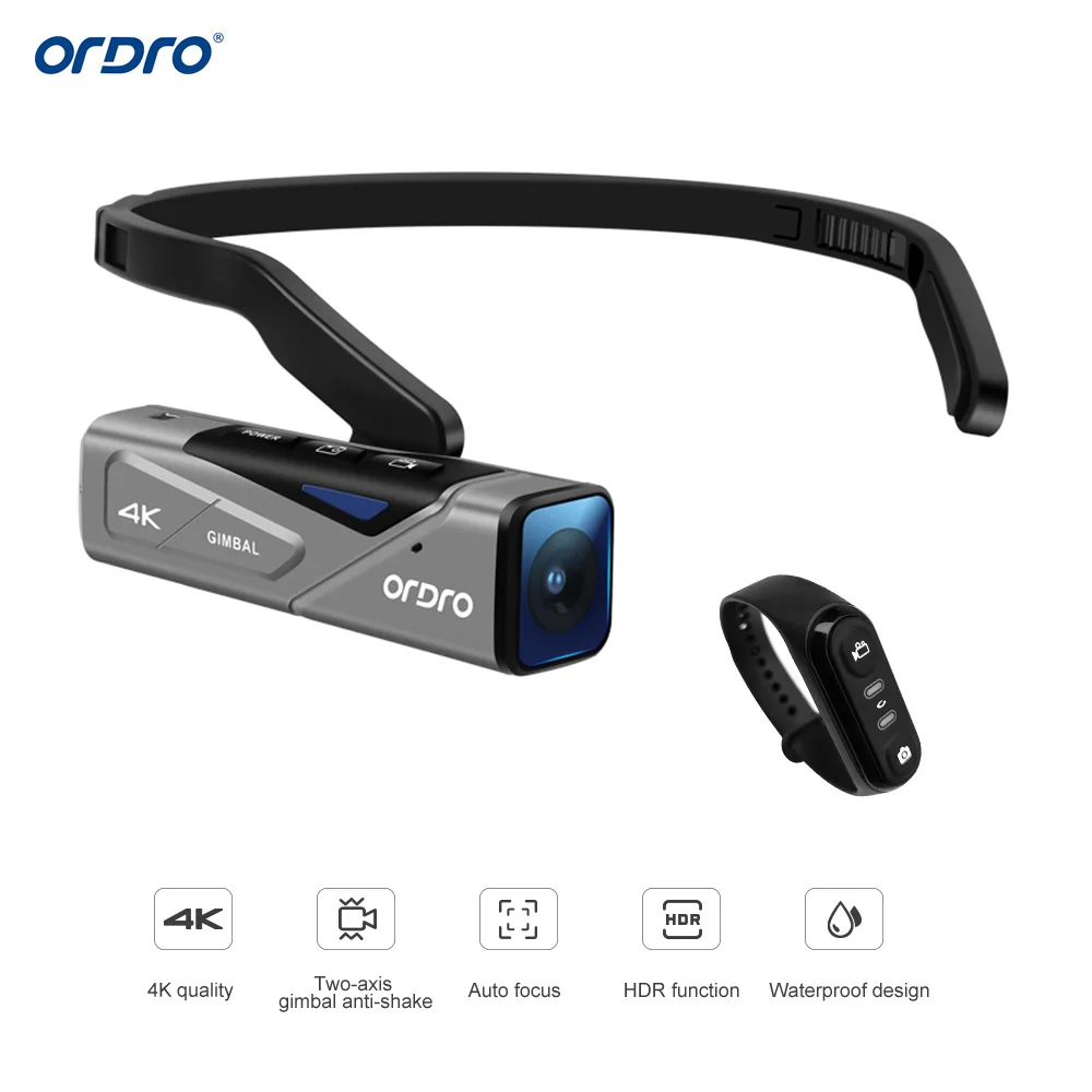 ORDRO EP7 головы носимых 4K 60fps видео Камера First Person View Hands Free видеокамера Автофокус