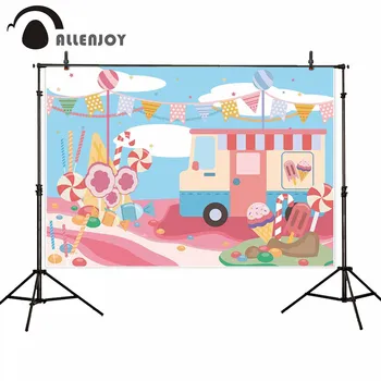 

Allenjoy photography backdrop candy bar sweet wonderland ice cream baby 1st birthday communion photo shoot background photophone
