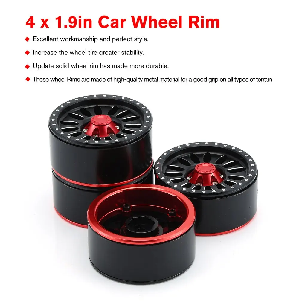 4 ступицы Metalen Velg Beadlock Wiel Hub 1,55 дюймов RC Авто алюминий Zwart Velg voor 1/10 RC Гусеничный Авто модель Speelgoed