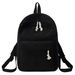 Женский рюкзак большой емкости школьная сумка для подростков девочек консервативный стиль мягкая ткань женский вельвет дизайн полосатый