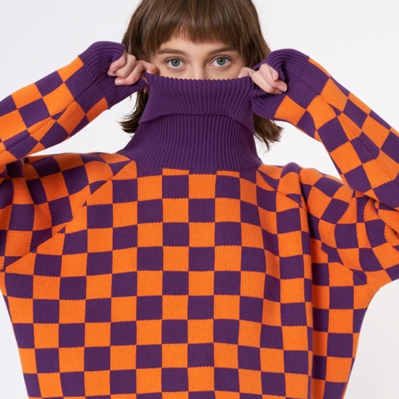 Checkered turtleneck Clearance
