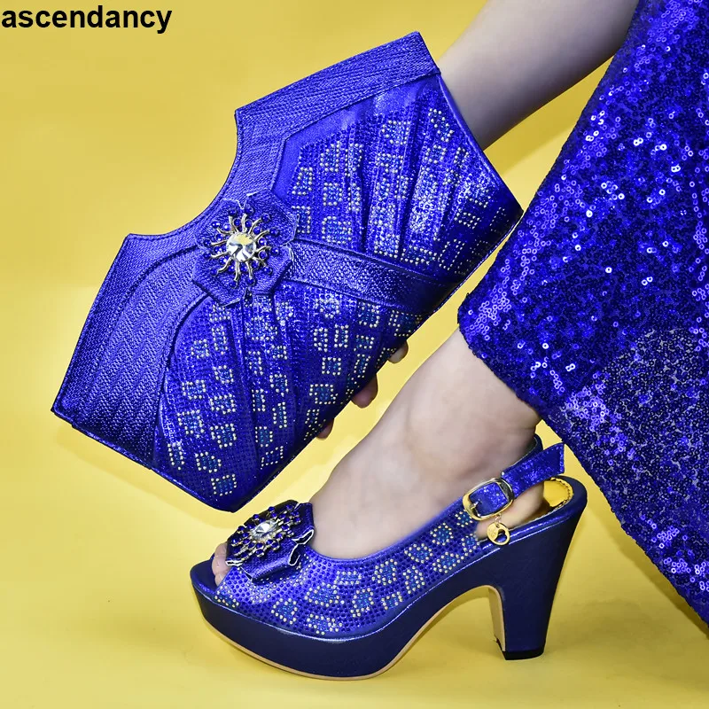 

Latest Design Shoe and Matching Bag for Nigeria Party New Arrival African Italian Shoe and Bag Sets Plus Size Shoes Women Heel