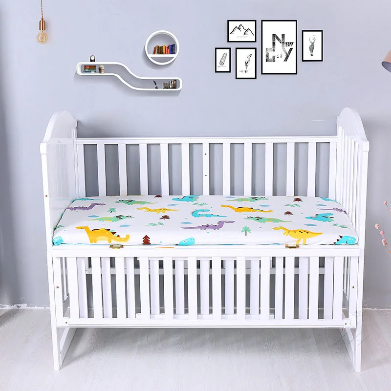

Cotton Crib Fitted Sheet Soft Breathable Baby Bed Mattress Cover Cartoon Newborn Bedding For Cot Size 120x65cm