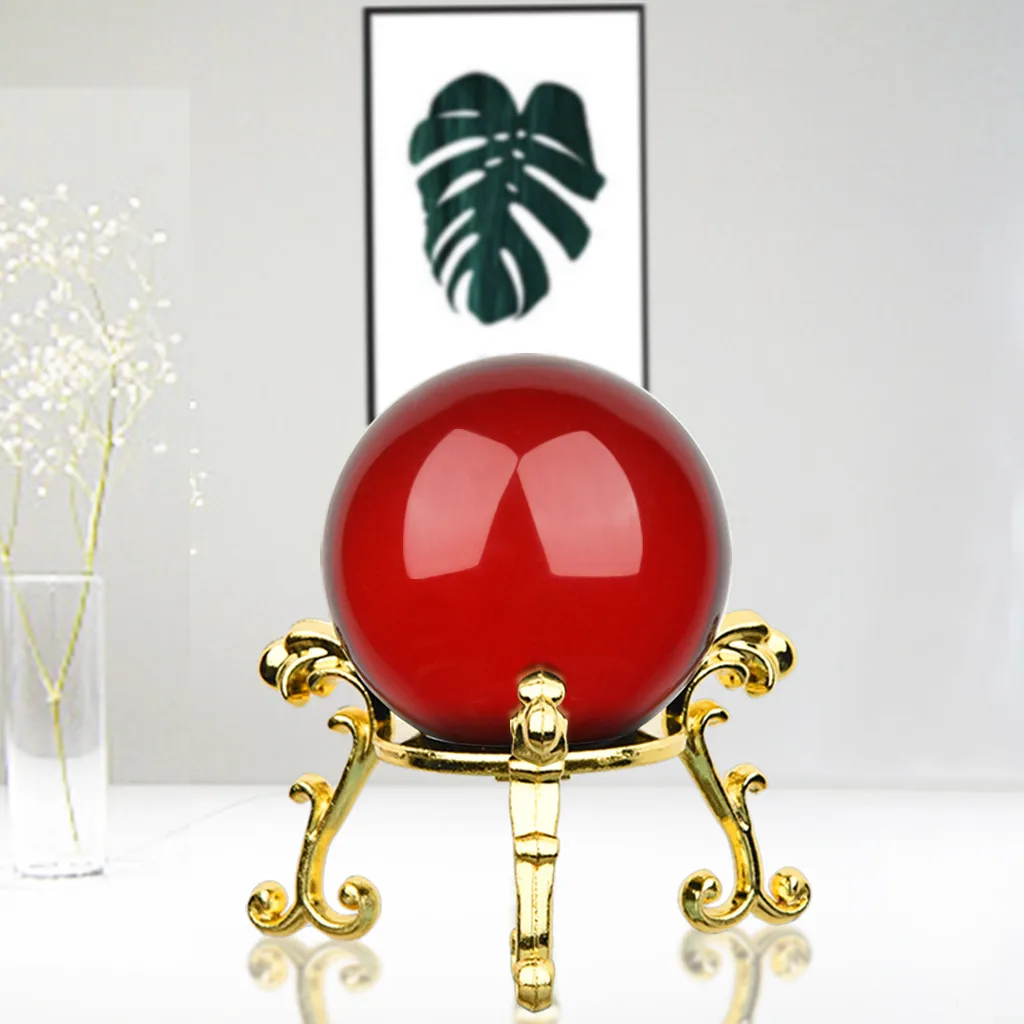 

40mm Europe Crystal Ball With Golden Flower Stand Combination Home decoration multiple Color Crystal Ball Red Black Green NR07