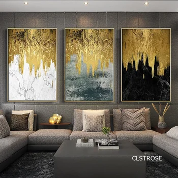 

Abstract Spectacular Golden Landscape Nordic Modern Style Posters Art Canvas Pictures For Living Room Decor Painting Unframed