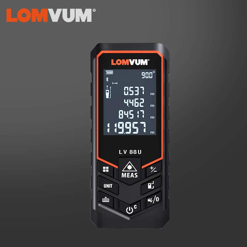 LOMVUM Лазерный дальномер профессиональный Lomvum многофункциональный с Bluetooth, погрешность 1 мм с аккумулятором Lomvum модели от 40 до 120 метров с юсб зарядкой фабричная сборка