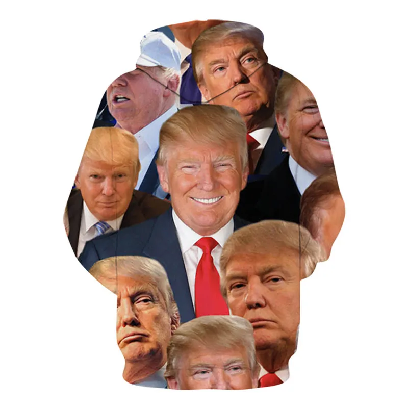 Горячая новинка Толстовка индивидуальный дизайн Трамп 3D печать толстовки модные пуловеры с капюшоном топы мужская одежда