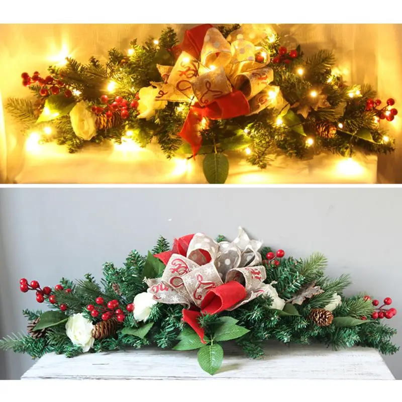 

Artificial Christmas Garland Wreath Xmas Home Bar Party Wedding Decoration Rattan Hanging Ornament