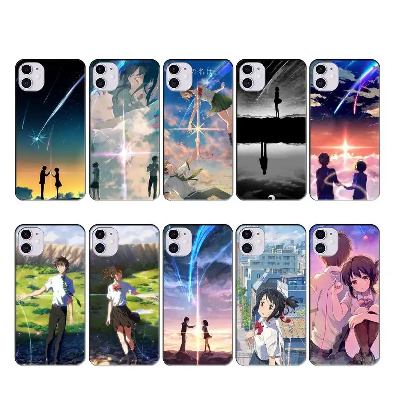 Аниме ваше имя чехол Coque Fundas для Iphone 11 PRO MAX X XS XR 4S 5S 6S 7 8 PLUS SE 2020 пара
