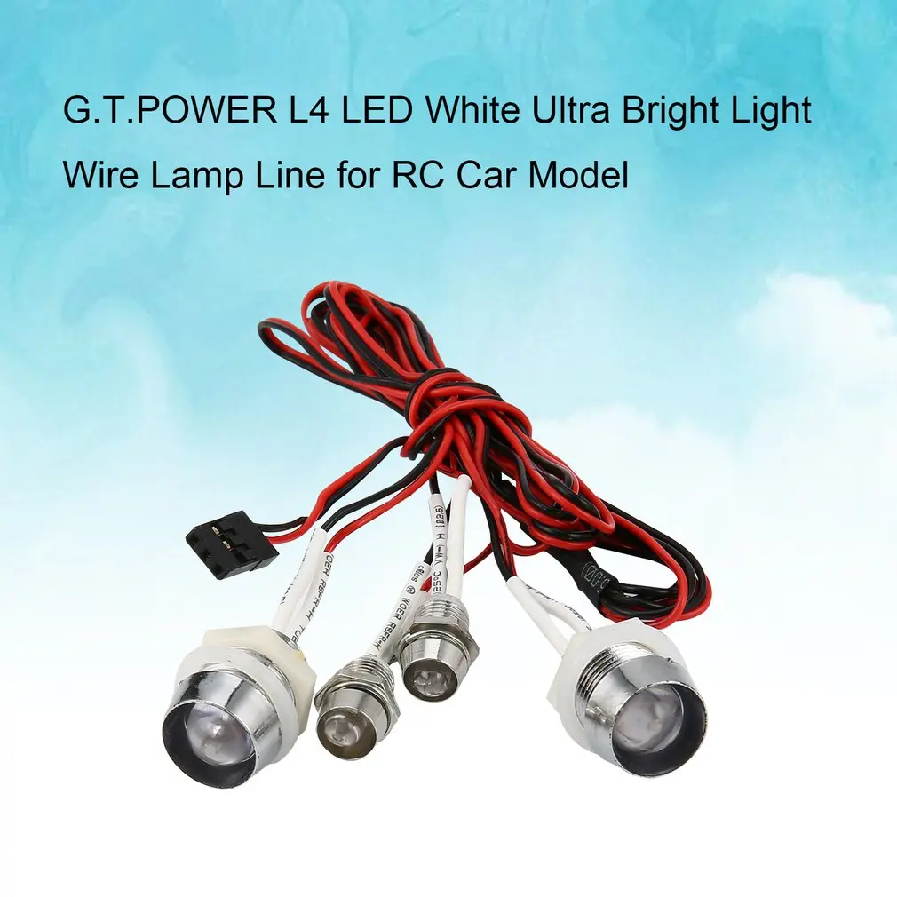 G. T. POWER L4 светодиодный белый Ультра яркий светильник, провод, лампа для радиоуправляемого автомобиля, внедорожная гусеничная модель, запчасти, аксессуары