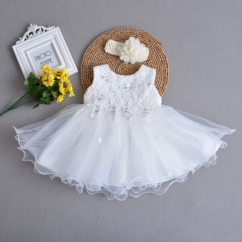 Dress Set Платье для первого дня рождения для маленьких девочек, комплект одежды с болеро, повязка на голову, торжественные наряды, крещение новорожденного, Крещение, платье - Цвет: Dress Set