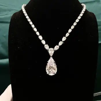 شراءقطرة الماء 20ct عقد ألماس 100% ريال 925 فضة حفل زفاف المعلقات قلادة للنساء مجوهرات الزفاف الجميلة