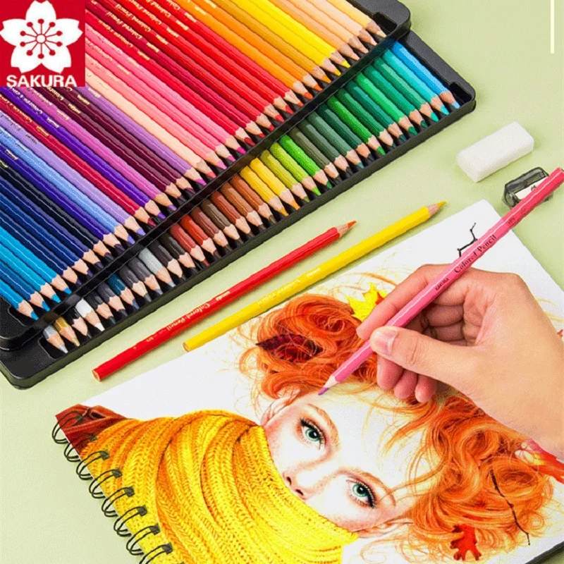 Sakura 24/48/72 Colors Pencil Oily Color Set Artist Drawing Colored Pencils School Office