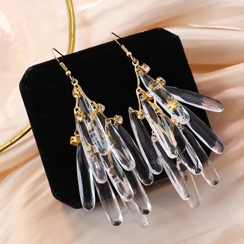 

Asymmetrical exquisite Exaggerated Fashion Stud Earrings color drill Prevent Allergy Long section Personality Trend New Earrings