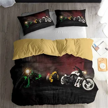 

HELENGILI 3D Bedding Set Motorcycle Print Duvet Cover Set Bedcloth with Pillowcase Bed Set Home Textiles #MTC-09