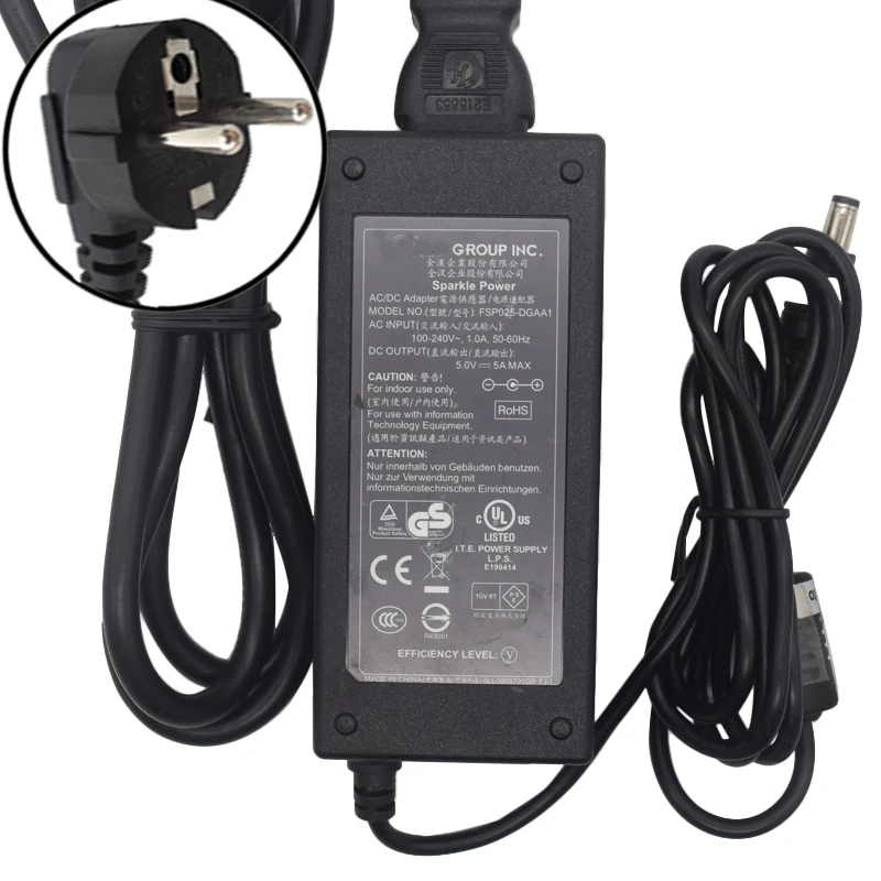 Для FSP Group Adapter FSP025-DGAA1 5V 5A Max блок питания зарядное устройство круглый разъем-используется