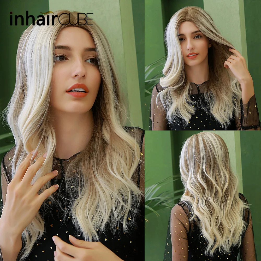 Inhaircube синтетические парики Смешанные цвета блонд/коричневый корень