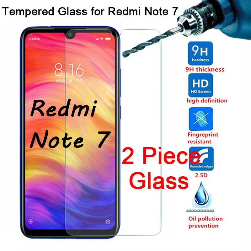 2 шт./лот, закаленное стекло для телефона Redmi Note 7, Защитная пленка для экрана Xiaomi Redmi Note 6 Pro 5A Prime 5 6A