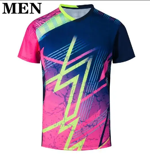 men pink 1 shirt Новые теннисные футболки, мужские футболки для настольного тенниса, футболки с коротким рукавом для тренировок и тренировок, футболки для бадминтона 1820 - Цвет: men pink 1 shirt
