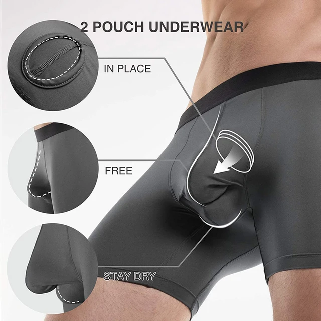 Separatec Men's Quick Dry Sport Performance Dual Pouch Boxer Long Leg  Underwear - AliExpress