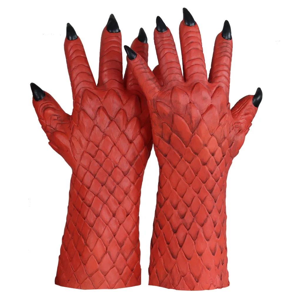 Glove Game DIABLO 3 Boss Demon Belial Cosplay Prop Kids Adult Latex Mask Helmet Horn Headwear Gloves Paw Party Halloween Carnival Suit - Цвет: Glove