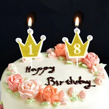 Блестящие свечи в форме короны, романтическая роза, Золотая цифровая свеча, свечи с цифрами 0-9, вечерние свечи для украшения торта на свадьбу, день рождения