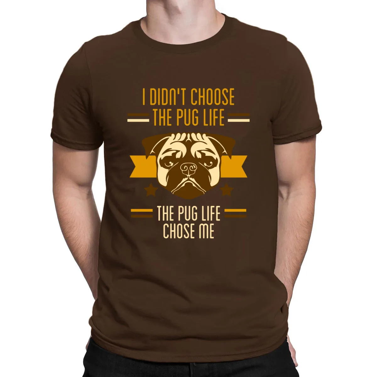 Футболка с Мопсом Life Choose Me, винтажная облегающая S-3xl футболка для мужчин, персонализированная удобная мужская футболка Sunlight - Цвет: coffee