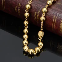 Chapelet gracieux en acier inoxydable, chaîne de perles, pendentif pour femmes et hommes, Crucifix, croix religieuse, bijoux 4