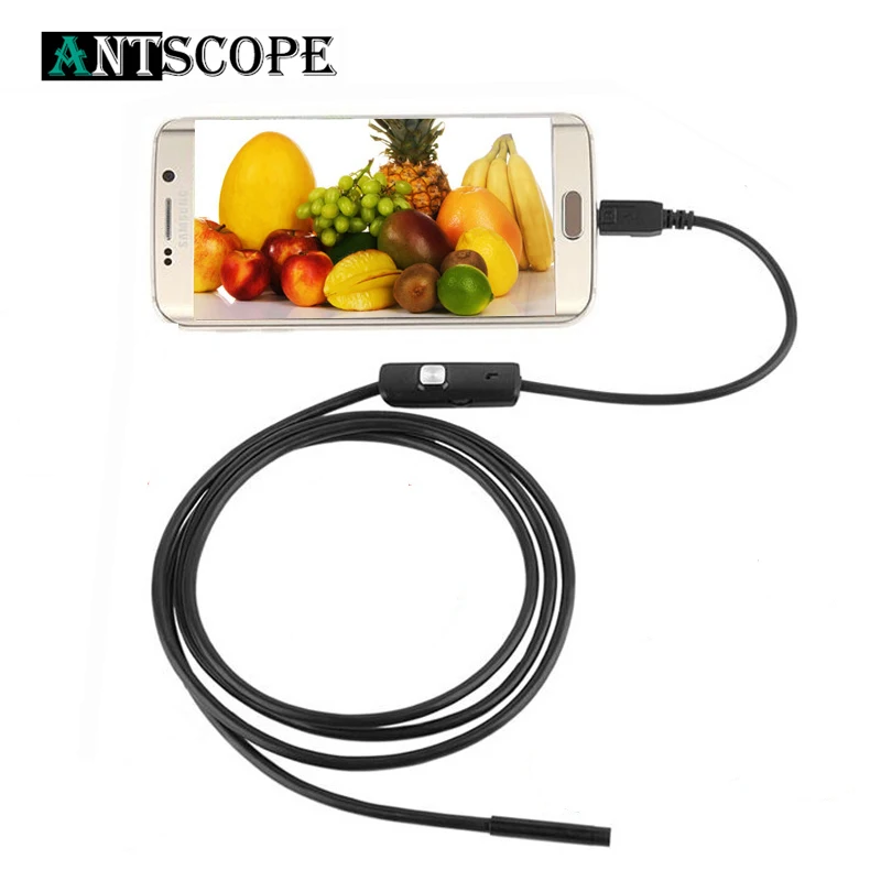 Antscope 5 мм/7 мм эндоскоп Android 6 LED USB камера Водонепроницаемая бороскоп 2в1 мягкий