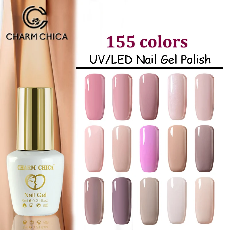 

CHARM CHICA Gel Nail Polish UV 6ml Nude Pink Soak Off Hybrid Varnishes Gel Varnish Lacquer For Nail Art Vernis Semi Permanent