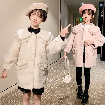 

Kids Jacket 2020 Autumn Winter For Girls Wool Coats Fashion Children Clothing Teen Solid Outerwear 4 6 8 9 10 11 12 13 Years Old