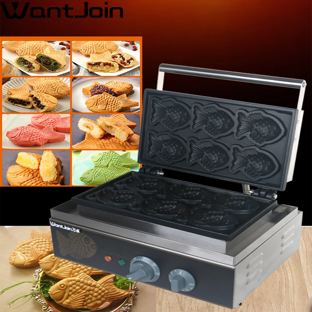 

WantJoin CE Commercial Ice Cream Taiyaki Machine 220-130V US EU Fish Cone Taiyaki Waffle Ice Cream Cone Waffle Maker Fish Shaped