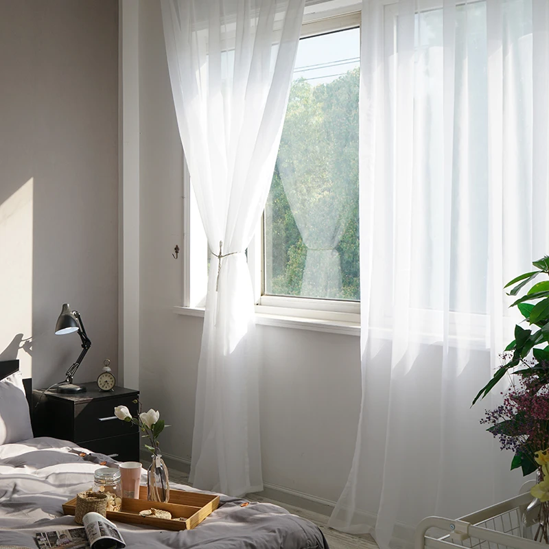 LISM Solid White Tulle Sheer Curtains for Living Room Decoration Curtains for the Room Bedroom Kitchen Voile Organza Curtains 3 LISM Solid White Tulle Sheer Curtains for Living Room Decoration Curtains for the Room Bedroom Kitchen Voile Organza Curtains 3