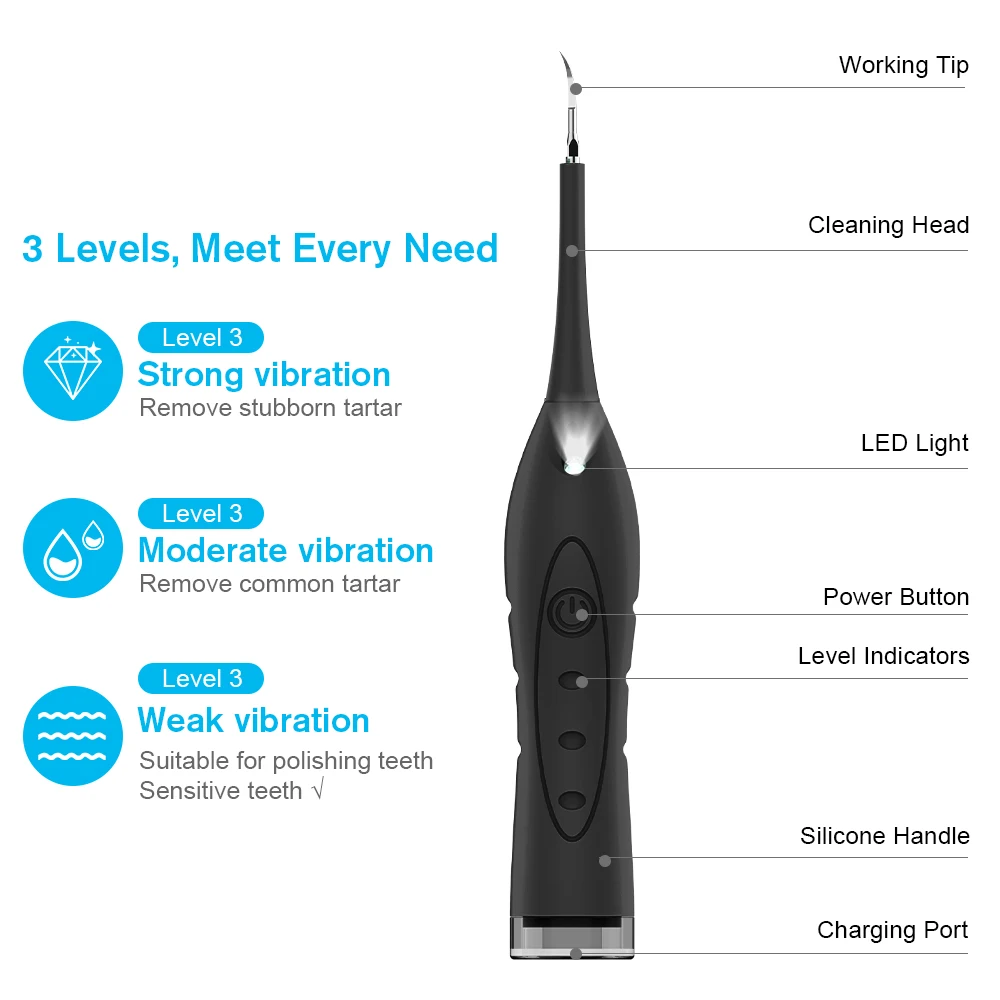 Electric Protable Sonic Dental Scaler Tooth Calculus Remover Cleaner Tooth Stains Tartar Tool with 5 Replaceable Brush Head Electric Protable Sonic Dental Scaler Tooth Calculus Remover Cleaner Tooth Stains Tartar Tool with 5 Replaceable Brush Head