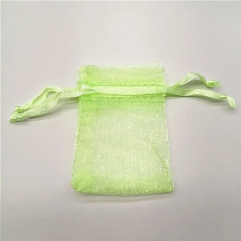 100 шт мешков из органзы на шнурке 7x9 9x12 10x15 13x18 мешков для ювелирных изделий упаковка для ювелирных изделий сумка для ювелирных изделий сумки из органзы - Цвет: Флуоресцентный зеленый
