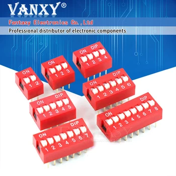 

10PCS Slide Type Switch Module 1 2 3 4 5 6 7 8 9 10 12 Bit 2.54mm Position Way DIP Red Pitch Toggle Switch Red Snap Switch