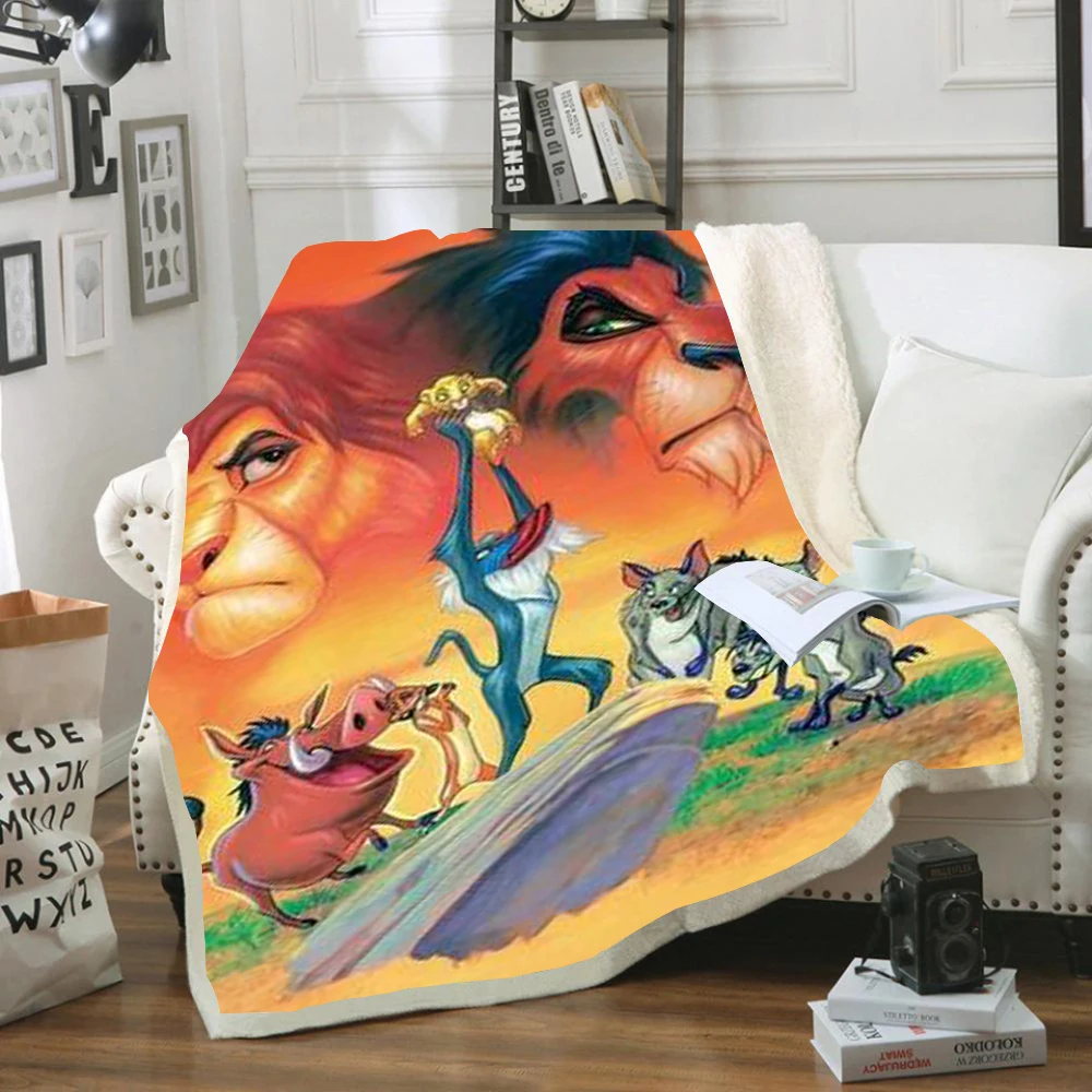 Kids Anime Lion King Simba 3D Blanket Fleece Cartoon Art Print Children Warm Bed Throw Blanket newborn bayby Blanket Boys Gifts