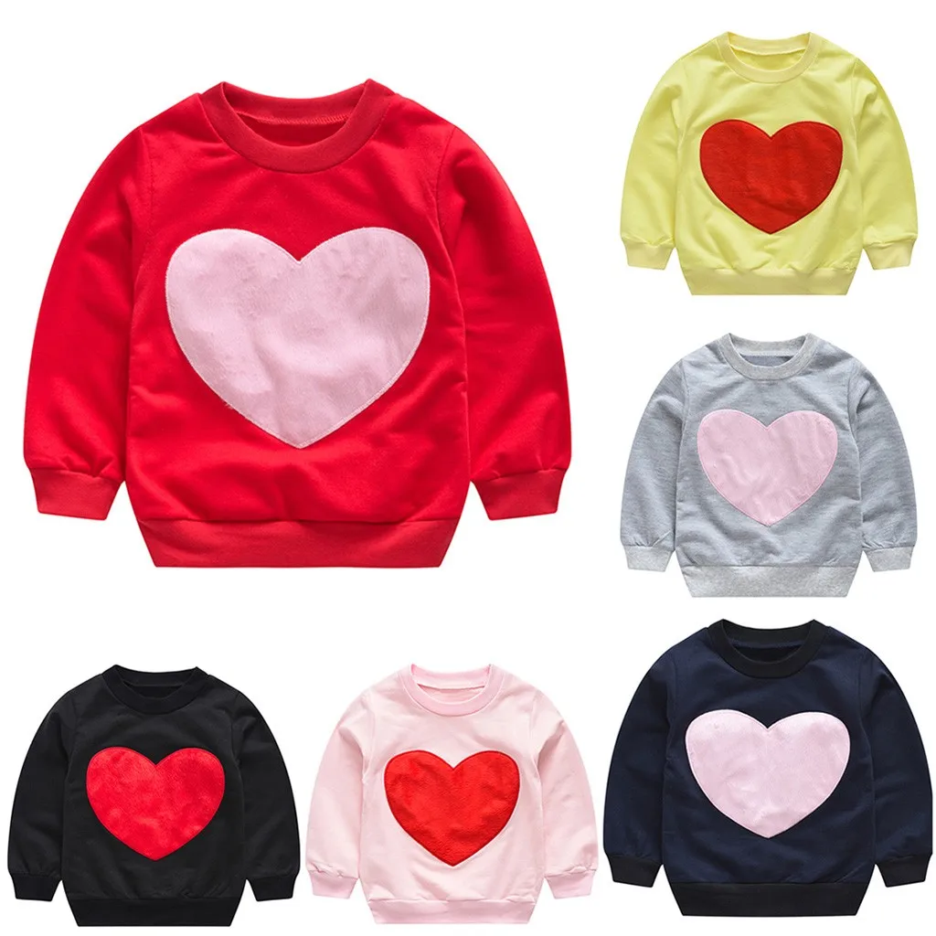 

Hot Sale Toddler Sweatshirt Kids Baby 2019 Loving Heart Pullover Sweatshirt Girls Boys T-Shirt Tops bluza dziewczynka roupas