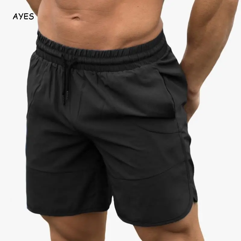 

2019 Summer Mens Fitness Shorts Bodybuilding Breathable Quick Drying Short Gyms Men Casual Solid Color Joggers Shorts Black Male