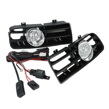 

2PCS Front Lower Bumper Grille LED Fog Light Daytime Running Light DRL LED Lamp Wiring Harness For Golf MK4 GTI Car Accessories